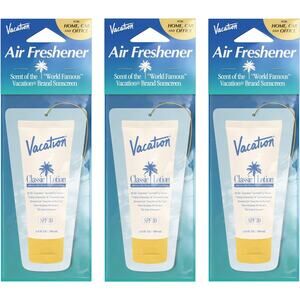 3 Pack New Vacation Hanging Air Freshener Sunscreen Scent Deodorizer Car Home